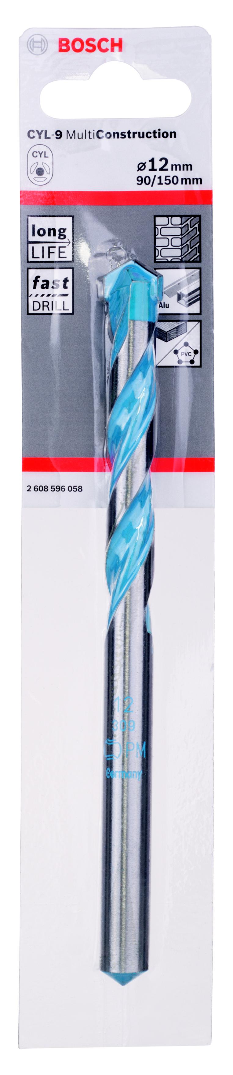 

Сверло универсальное BOSCH, Ф12х150мм (CYL-9 Multi Construction 2608596058)