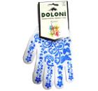 Перчатки ХБ с ПВХ DOLONI 711  белая с голубым рисунком ПВХ (бабочка)