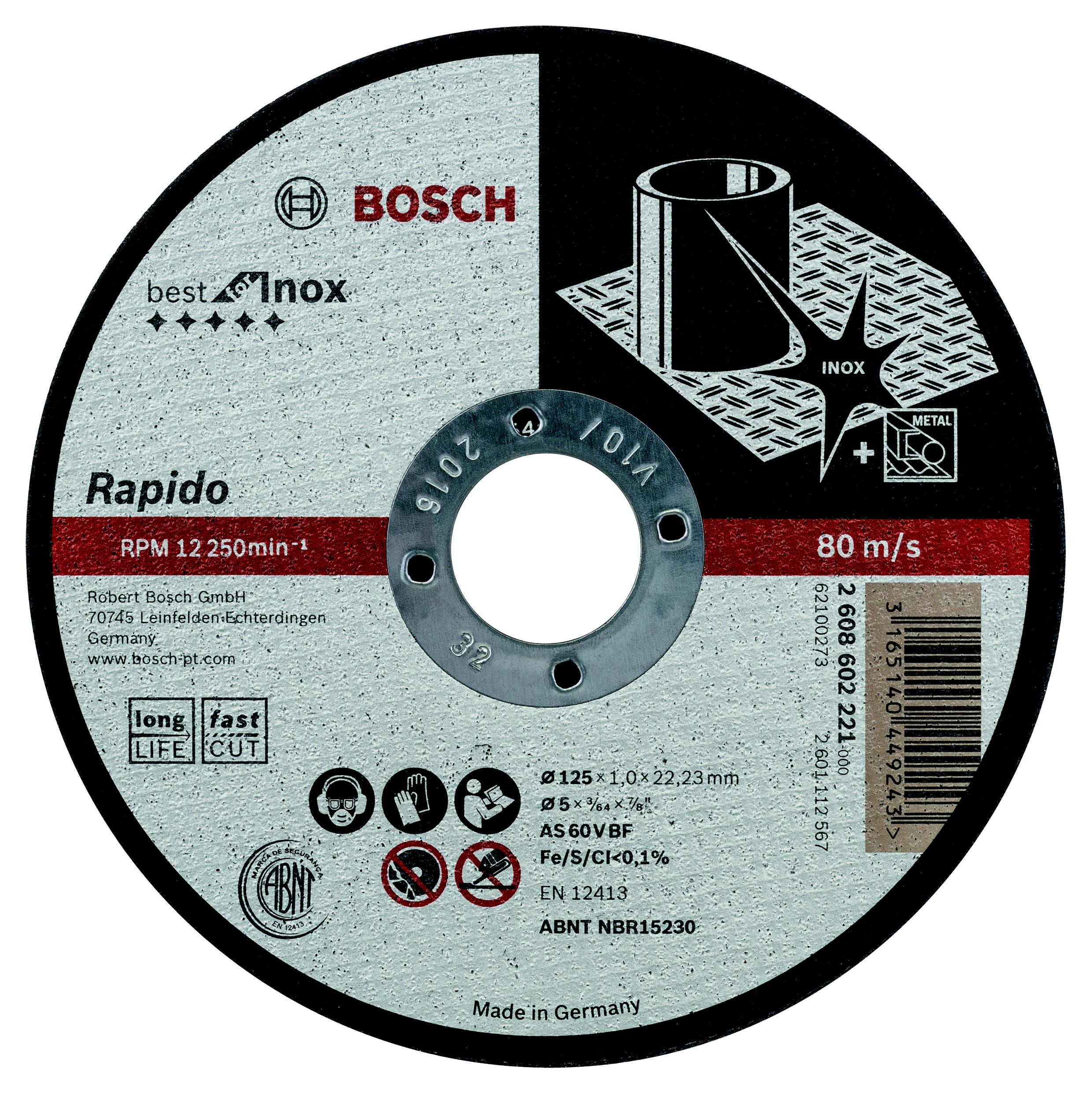 

Круг отрезной Bosch 115х1х22 best for inox rapido (2.608.602.220)