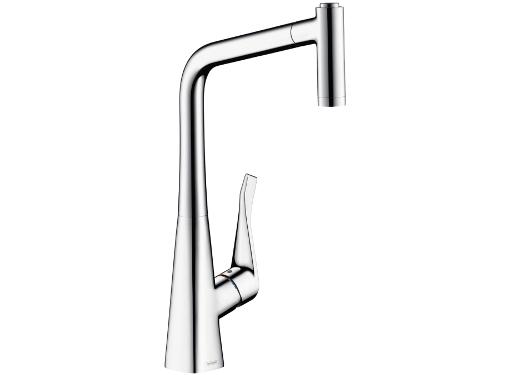 Изображение товара Современный однорычажный кухонный смеситель HANSGROHE Metris с выдвижным душем
