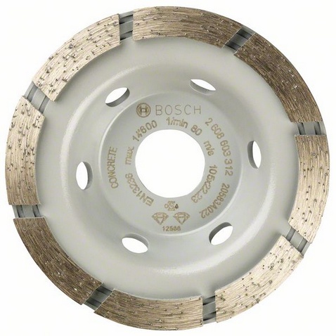 

Чашка шлифовальная Bosch Ф105х22мм по бетону (standard for concrete 2.608.603.312, Ф105х22мм по бетону (standard for concrete 2.608.603.312)