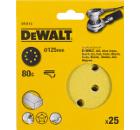 Круг шлиф. самосцепляющийся DEWALT 125мм P80 8отв.