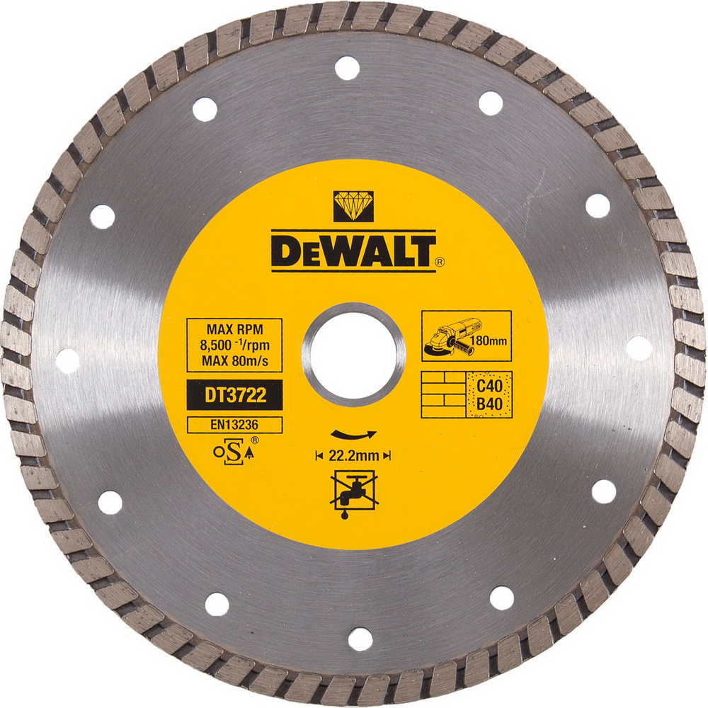 

Круг алмазный Dewalt Ф180х22мм универсальный (dt3722qz, Ф180х22мм универсальный (dt3722qz)
