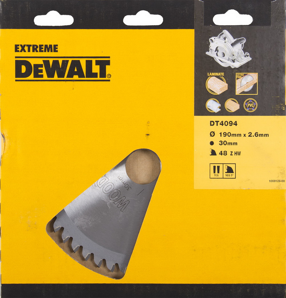 фото Диск пильный твердосплавный dewalt ф190х30мм 48зуб. (dt4094qz)