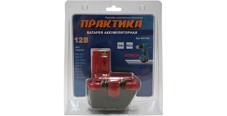 Аккумулятор ПРАКТИКА 12В 1.5Ач NiCd (030-856 для BOSCH в блистере)