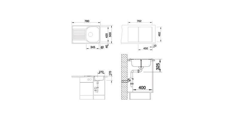 Мойка кухонная из нержавеющей стали BLANCO TIPO 45 S Compact 513442