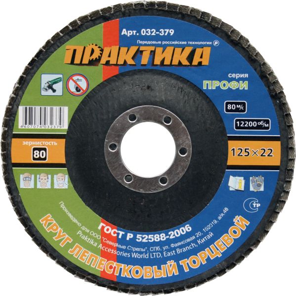 

Круг Лепестковый Торцевой (КЛТ) ПРАКТИКА 032-379 125х22мм, Р80