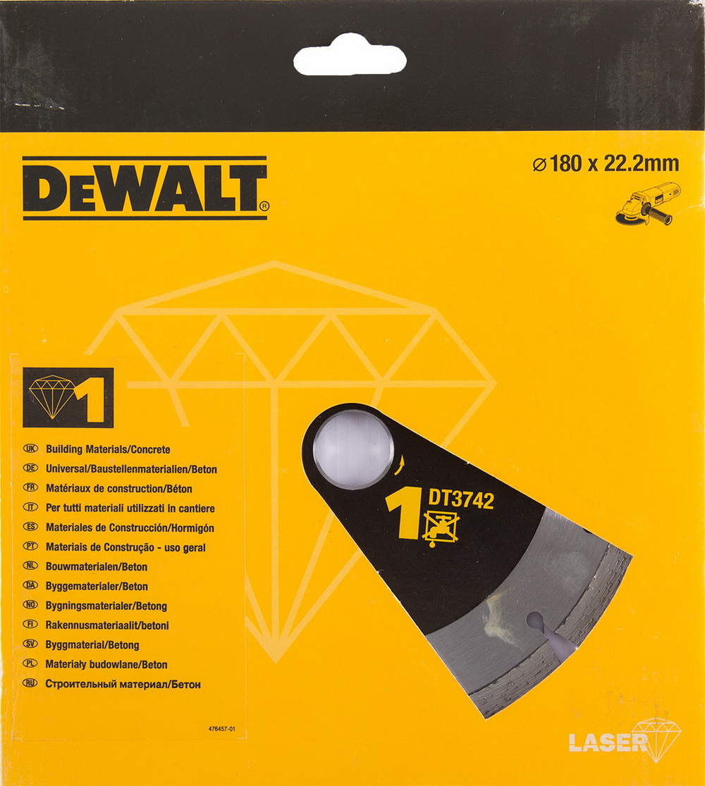 

Круг алмазный Dewalt (dt3742-xj) Ф180х22мм универсальный, (dt3742-xj) Ф180х22мм универсальный