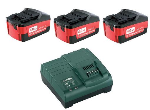 Изображение товара Набор аккумуляторов и зарядное устройство Metabo 18В 4Ач Li-Ion Basic Set