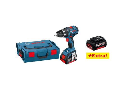 Изображение товара Аккумуляторная дрель BOSCH GSR 18 V-LI L-BOXX с тремя аккумуляторами 4.0Ач