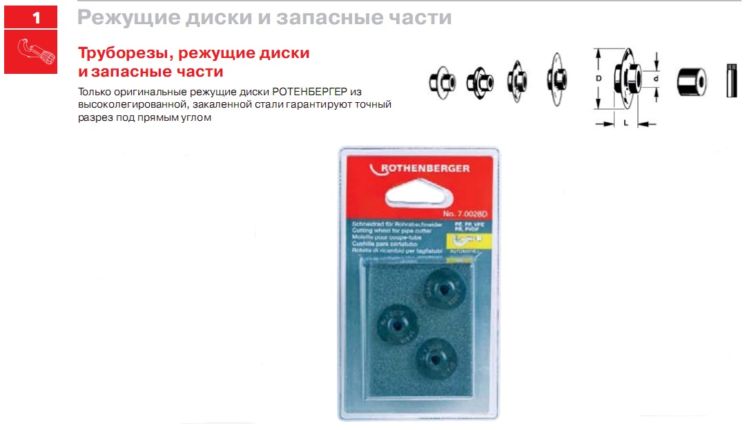 

Набор роликов (дисков) для трубореза Rothenberger 70028d, 70028d