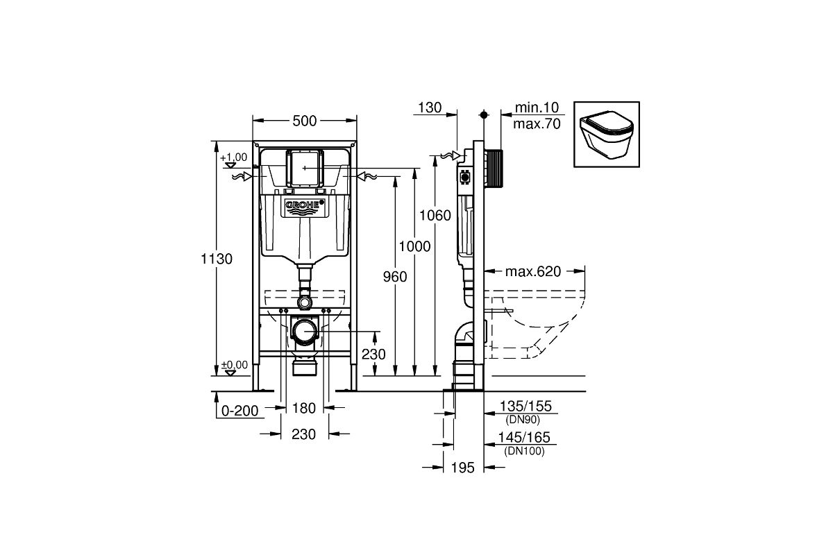 Инсталляция для унитаза GROHE Rapid SL 38584001 