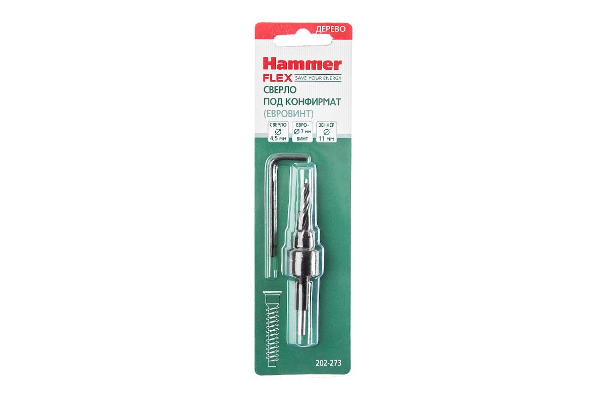 Сверло по дереву Hammer 202-274 Dr WD DBL Flute 5 x 50 мм