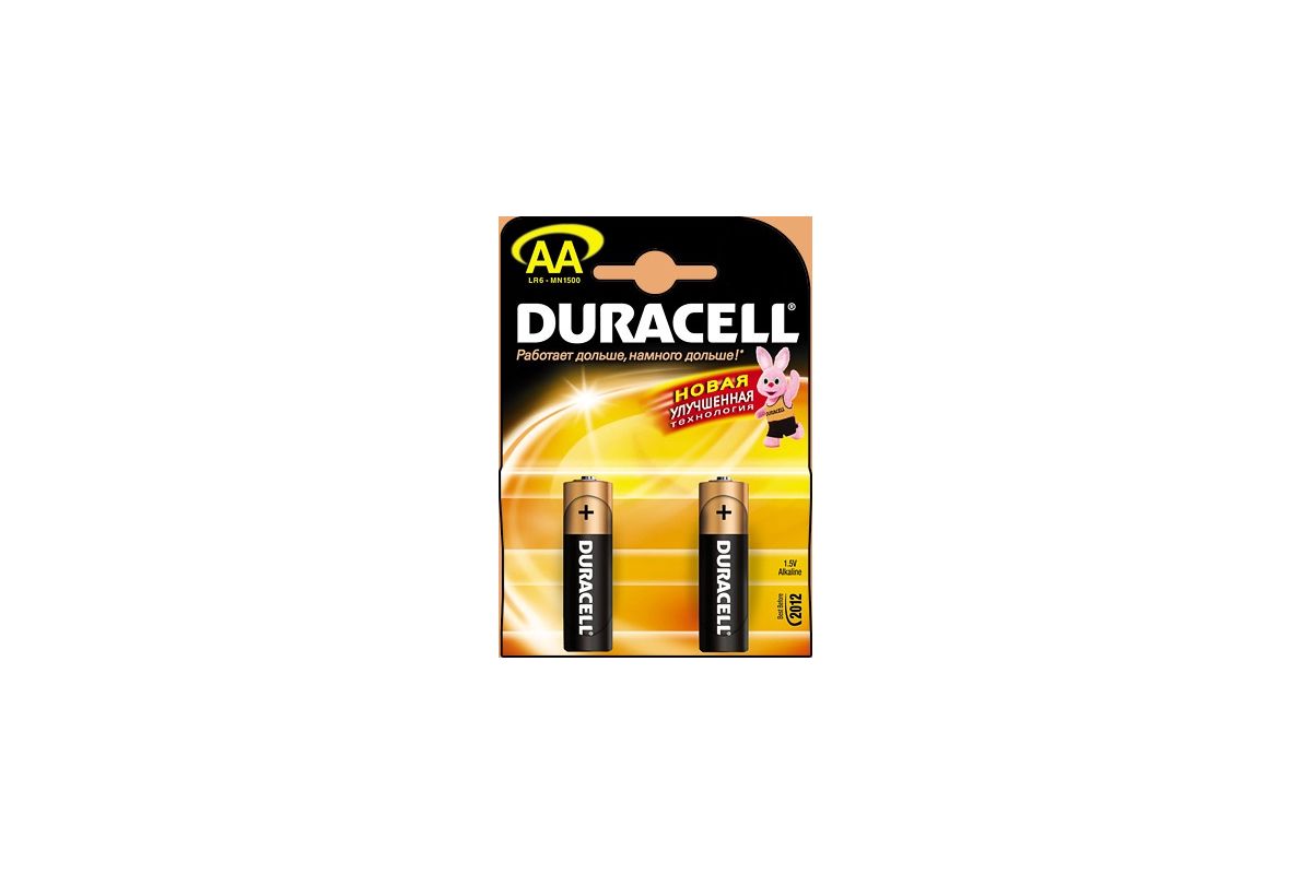 Батарейка Duracell LR6 BP12 1.5В AA (толстая) Тип: AA (LR6) (Кол-во в уп.  2шт.) - цена, фото - купить в Москве, СПб и РФ