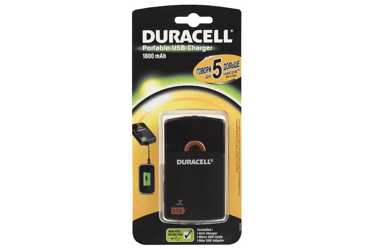 Зарядное устройство Duracell USB portable charger, 5 hour, 1800mAh