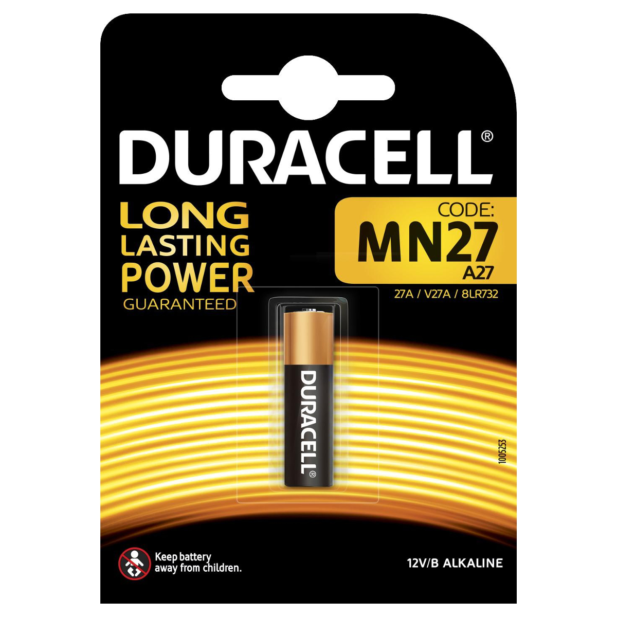 Батарейка Duracell MN27 (10/100/9600) Тип: MN27 (Кол-во в уп. 1шт.) - цена,  фото - купить в Москве, СПб и РФ