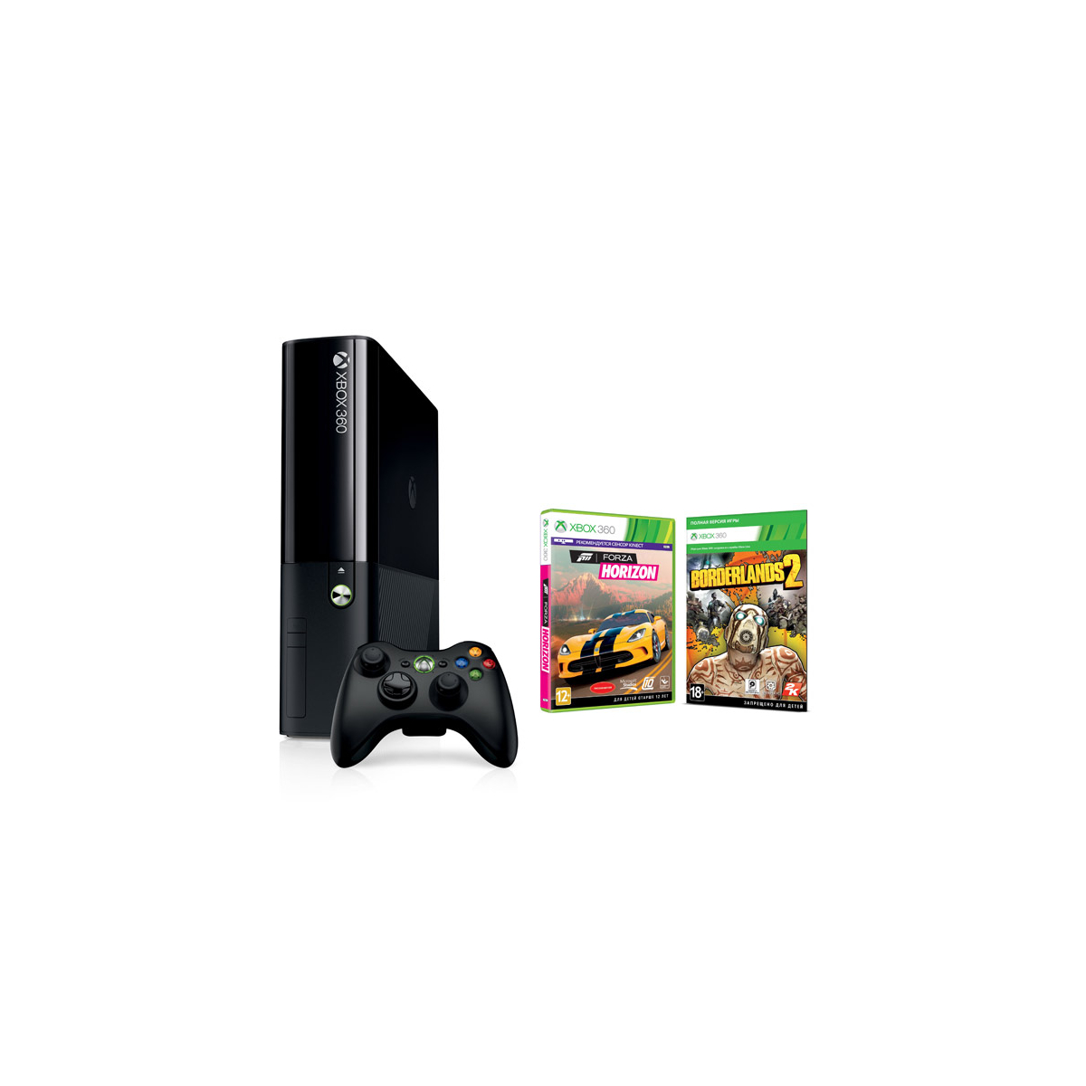 Игровая приставка Microsoft Xbox 360 E 250GB Console+ Borderlands 2+ Forza  Horizon + Xbox LIVE 1Mo - цена, фото - купить в Москве, СПб и РФ