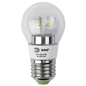 

Лампа светодиодная ЭРА 360-led p45-5w-827-e27, 360-led p45-5w-827-e27