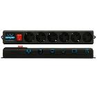 Сетевой фильтр POWERCUBE SPL(5+1)-B-10 BLACK  pro 3м 6гнезд черный защ. Шторки 220В 10А 3х0.75