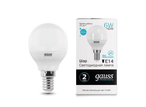  GAUSS LED Elementary Globe 6W E14 4100K (53126)