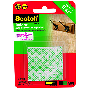 

Монтажные квадраты 3М Scotch Монтажные двустор. квадраты 48шт, 2,5х2,5см для внутр. работ [311p] (6/