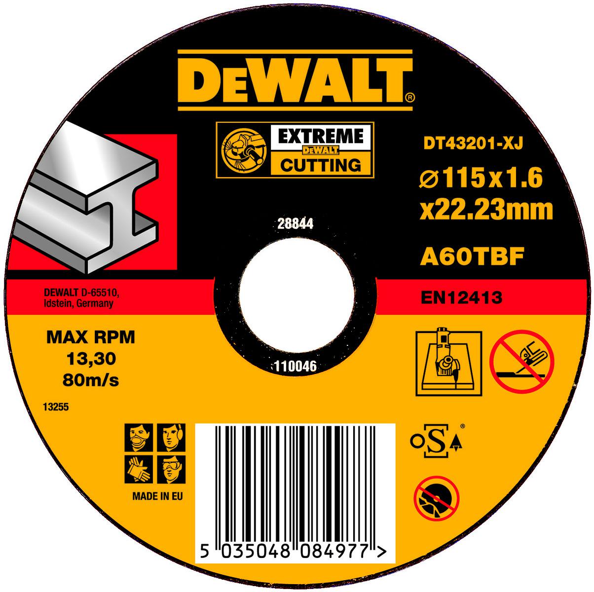 

Круг отрезной Dewalt 115х1.6х22 dt43201xj, 115х1.6х22 dt43201xj