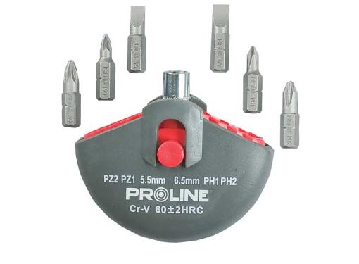 Изображение товара Набор бит PROLINE 10697:P магнитный с адаптером и кейсом 7 шт