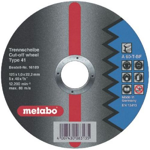 

Круг отрезной Metabo 125х1х22 616189000, 125х1х22 616189000