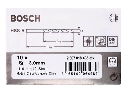 Изображение товара Набор сверл BOSCH 3х33 мм для работы с металлом 10 шт.