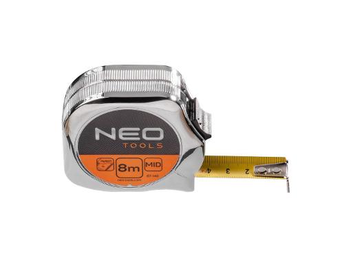 Изображение товара Рулетка NEO 8м х 25мм стальная с покрытием нейлон, эргономичный корпус