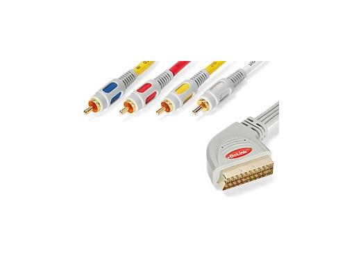 Изображение товара Шнур DELINK 3622 SCART-4RCA 7м серый для видео и аудио