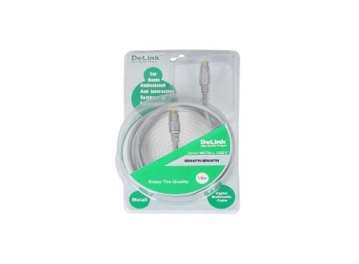 Изображение товара Шнур SVHS-SVHS DELINK 3806 Metall Grey 1.5м видеокабель высокого качества
