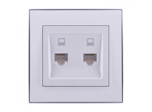 Изображение товара Розетка LEZARD 703-0202-141 компьютерная двойная белая