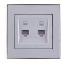 Изображение товара Розетка компьютерная LEZARD 703-0226-141 двойная RJ45 белая с золотой вставкой