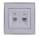 Изображение товара Розетка LEZARD 703-0226-143 белая с золотом телефон+RJ45