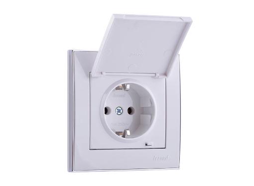 Изображение товара Розетка LEZARD 703-0225-123 с крышкой, керамика, белая, IP 20, скрытый монтаж