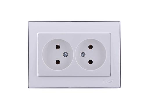 Изображение товара Розетка LEZARD 703-0225-128 серия Рейн двойная керамическая белая