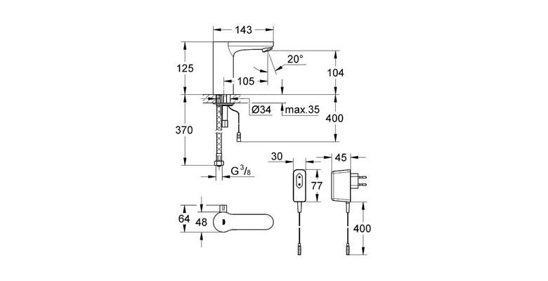 Смеситель для раковины GROHE Eurosmart Cosmopolitan E 36325001