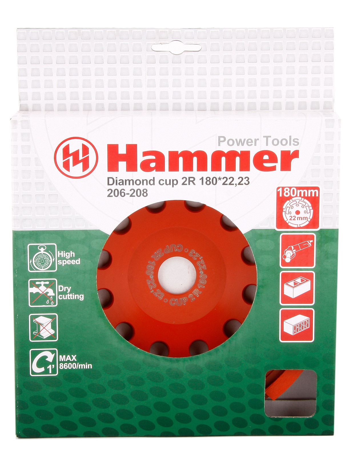 

Чашка шлифовальная Hammer Ф180х22мм по бетону (cup 2r, Ф180х22мм по бетону (cup 2r)