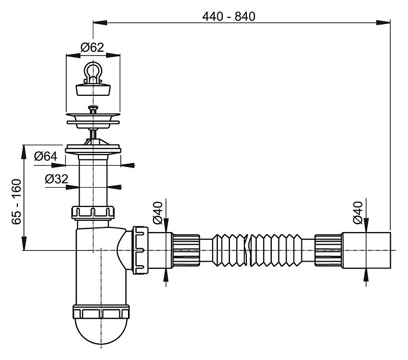 

Сифон Alca plast A41 flexi, A41 flexi