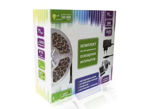 Изображение товара Световая лента ЭКОРОСТ 735-128 RGB влагозащищенная 5м комплект для декора