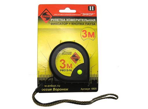 Изображение товара Рулетка строительная ЭНКОР 3м х 16мм с фиксатором и механизмом возврата