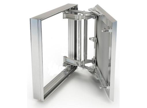 Изображение товара Люк ХАММЕР Слава 500х400 для плитки, алюминиевый, распашной, нажимной