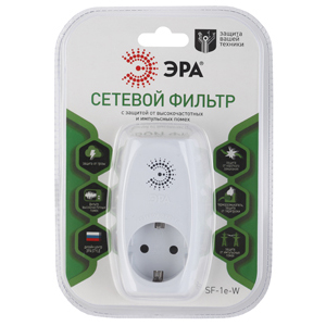 

Сетевой фильтр ЭРА 1 гнездо белый sf-1e-w, 1 гнездо белый sf-1e-w