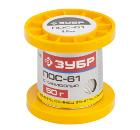 Изображение товара Припой ЗУБР ПОС 61 0.8 мм 50 г трубка с канифолью мягкий оловянно-свинцовый