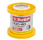 Изображение товара Припой ЗУБР 55451-100-10C ПОС 40 с канифолью 100г