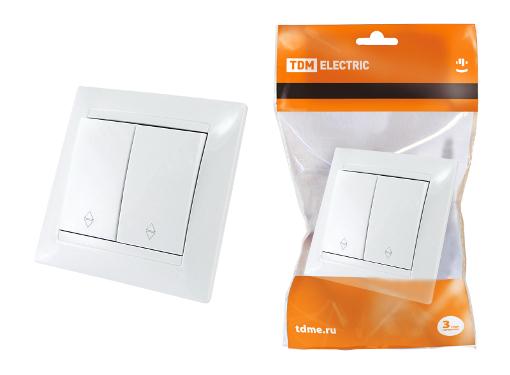 Изображение товара Выключатель TDM SQ1815-0007 2-клавиши 10А белый скрытая установка