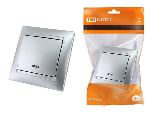 Изображение товара Выключатель TDM SQ1815-0204 с подсветкой 1 клавиша IP 20 металлик