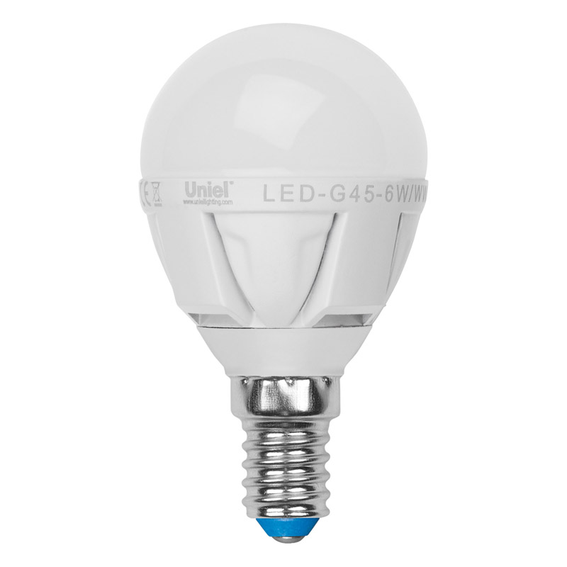 

Лампа светодиодная Uniel Led-g45-6w/nw/e14/fr alp01wh 10шт