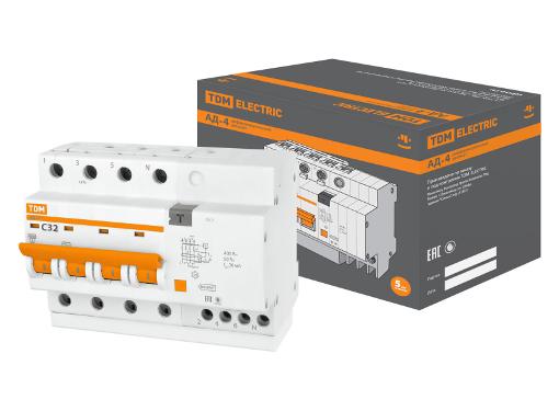 Изображение товара Автомат дифференциальный TDM SQ0221-0008 АД-4 4Р 32А 30мА для защиты электросетей